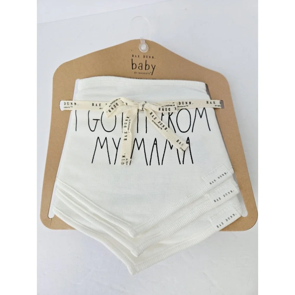 Rae Dunn Baby Bib Set I Got it From my Mama NEW set of 3 Bandana Bibs